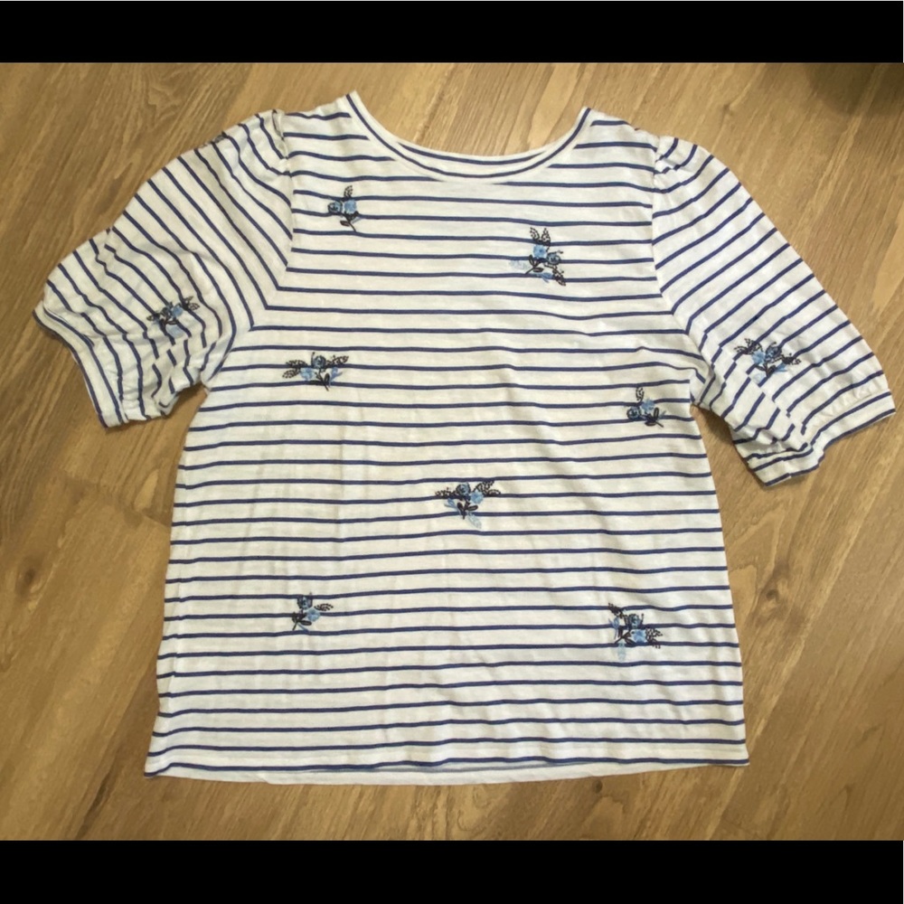 Loft striped puff sleeve top XL